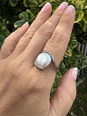 Honora White Coin Pearl Ring Sterling Silver size 10 (10.83 grams)